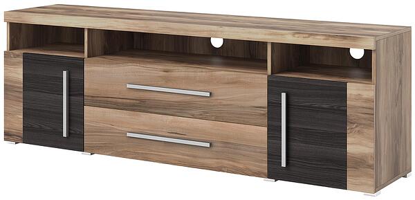 ТВ шкаф Роджър с 2 врати, 2 чекмеджета и 3 ниши орех сатен и тъчууд