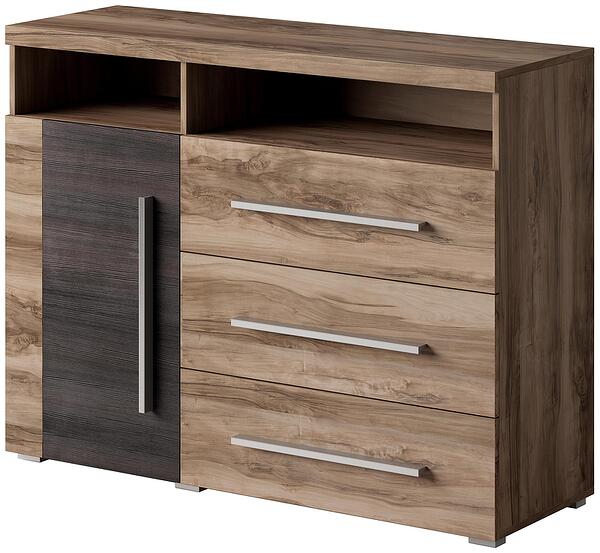 Скрин Роджър с 1 врата, 3 чекмеджета и 2 ниши орех сатен и тъчууд