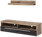 ТВ шкаф с полица Роджър с 2 клапващи врати и 2 ниши орех сатен и тъчууд