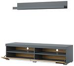 ТВ шкаф с полица Роджър с 2 клапващи врати и 2 ниши орех сатен и тъчууд