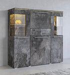 Висок комод Индия с 3 врати, 1 клапваща врата и 1 чекмедже шифер