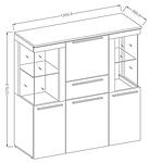 Висок комод Индия с 3 врати, 1 клапваща врата и 1 чекмедже бял гланц