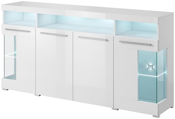 Скрин Индия с 4 врати и 3 ниши бял гланц