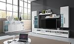 ТВ шкаф Индия с 2 клапващи врати и 2 ниши 200 см бял гланц