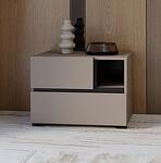 Нощно шкафче Крос ляво / дясно с 2 чекмеджета и ниша конго и черен мат