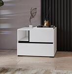 Нощно шкафче Крос ляво / дясно с 2 чекмеджета и ниша бял и черен мат