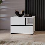 Нощно шкафче Крос ляво / дясно с 2 чекмеджета и ниша бял и черен мат