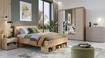 Спален комплект Импресио дъб маувела и конго мат с избор на размер на легло и гардероб