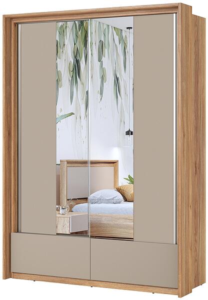 Гардероб Импресио с 2 плъзгащи врати с огледало и 2 чекмеджета дъб маувела и конго мат