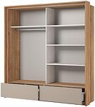 Гардероб Импресио с 2 плъзгащи врати с огледало и 2 чекмеджета дъб маувела и конго мат