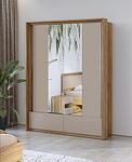Гардероб Импресио с 2 плъзгащи врати с огледало и 2 чекмеджета дъб маувела и конго мат