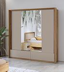 Гардероб Импресио с 2 плъзгащи врати с огледало и 2 чекмеджета дъб маувела и конго мат