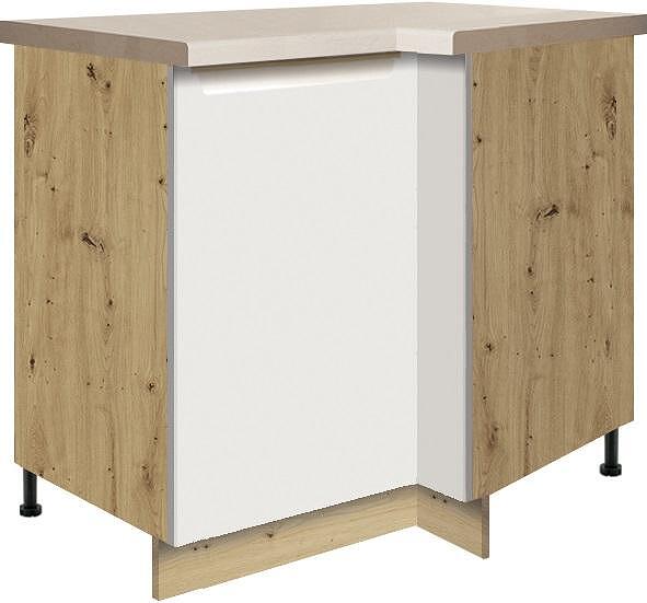 Долен кухненски шкаф Гламър бял мат ъглов ляв с 2 врати 70/100 см