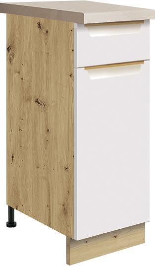 Долен кухненски шкаф Гламър бял мат с 1 врата и 1 чекмедже 30 см