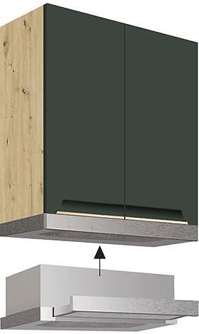 Горен кухненски шкаф за аспиратор Гламър тъмно зелен мат с 2 врати 60 см