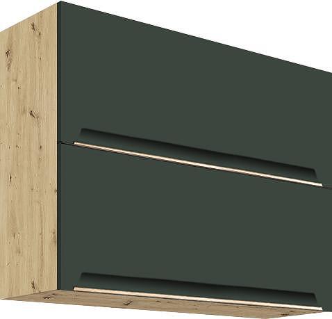 Горен кухненски шкаф Гламър тъмно зелен мат с 2 клапващи врати 80 см