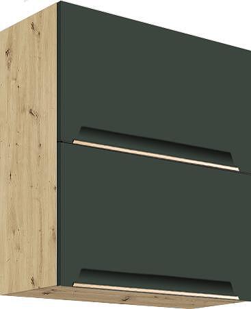 Горен кухненски шкаф Гламър тъмно зелен мат с 2 клапващи врати 60 см
