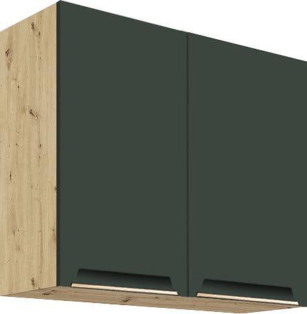 Горен кухненски шкаф Гламър тъмно зелен мат с 2 врати 80 см