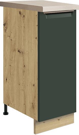 Долен кухненски шкаф Гламър тъмно зелен мат с бутилков механизъм 30 см