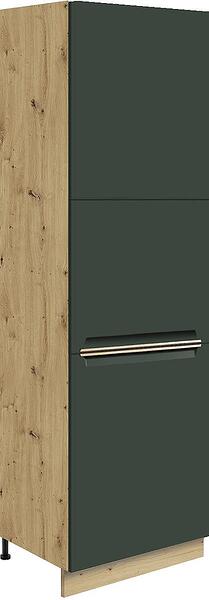 Колонен кухненски шкаф за вграден хладилник Гламър тъмно зелен мат с 2 врати 60 см