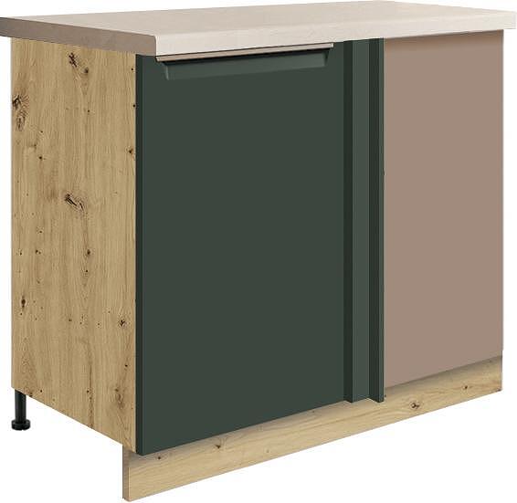 Долен кухненски шкаф Гламър тъмно зелен мат ъглов ляв с 1 врата 110/60 см