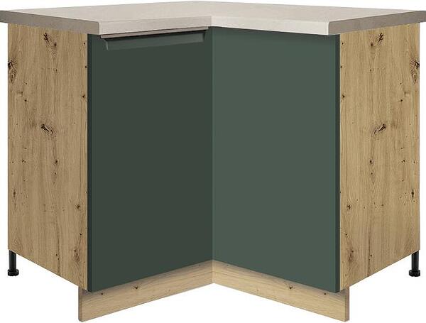 Долен кухненски шкаф Гламър тъмно зелен мат ъглов с 2 врати и механизъм 90/90 см
