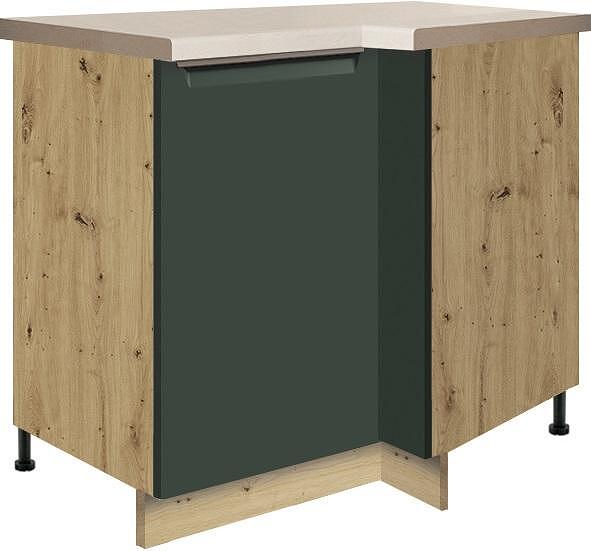 Долен кухненски шкаф Гламър тъмно зелен мат ъглов ляв с 2 врати 70/100 см