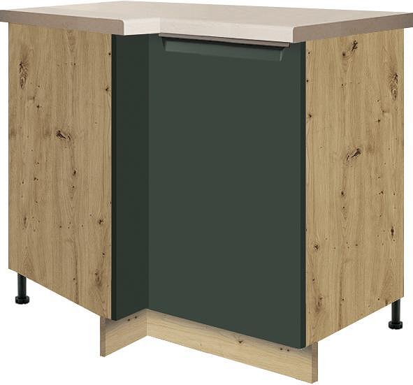 Долен кухненски шкаф Гламър тъмно зелен мат ъглов десен с 2 врати 100/70 см