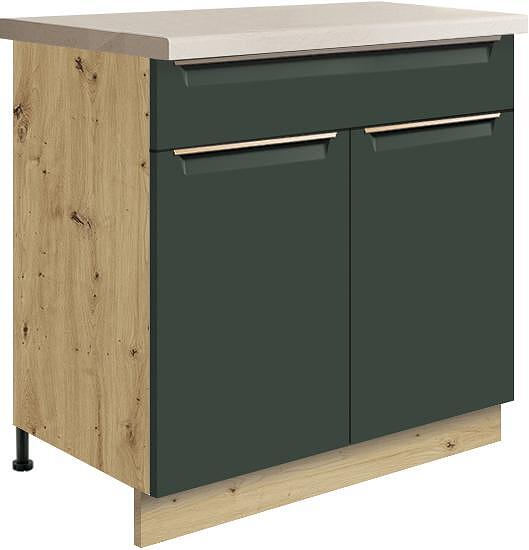 Долен кухненски шкаф Гламър тъмно зелен мат с 2 врати и 1 чекмедже 80 см