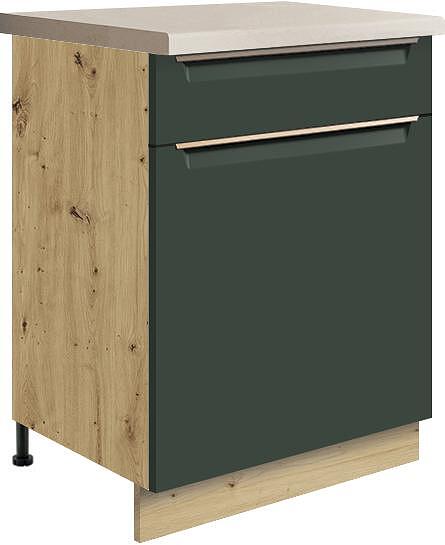 Долен кухненски шкаф Гламър тъмно зелен мат с 1 врата и 1 чекмедже 60 см