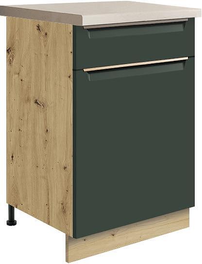 Долен кухненски шкаф Гламър тъмно зелен мат с 1 врата и 1 чекмедже 50 см