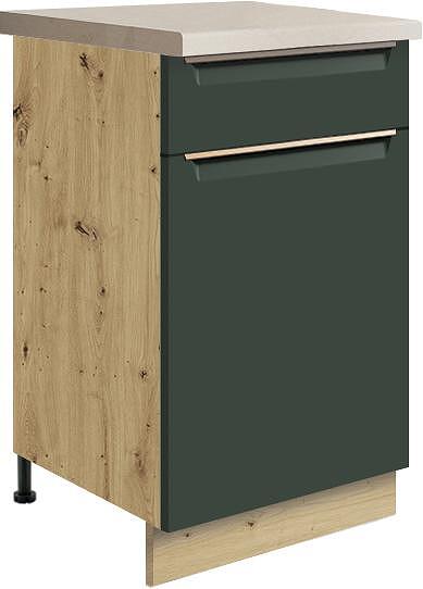 Долен кухненски шкаф Гламър тъмно зелен мат с 1 врата и 1 чекмедже 45 см