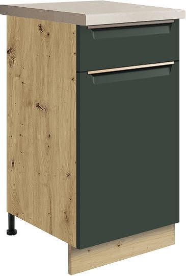 Долен кухненски шкаф Гламър тъмно зелен мат с 1 врата и 1 чекмедже 40 см