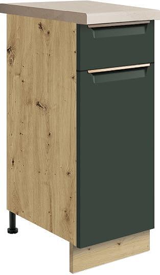 Долен кухненски шкаф Гламър тъмно зелен мат с 1 врата и 1 чекмедже 30 см