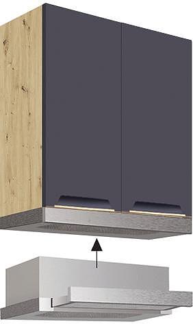 Горен кухненски шкаф за аспиратор Гламър тъмно син мат с 2 врати 60 см