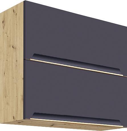 Горен кухненски шкаф Гламър тъмно син мат с 2 клапващи врати 80 см