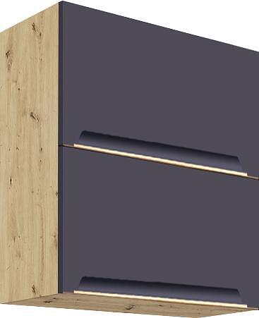 Горен кухненски шкаф Гламър тъмно син мат с 2 клапващи врати 60 см