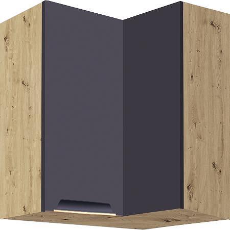 Горен кухненски ъглов шкаф Гламър тъмно син мат с 2 врати 60/60 см