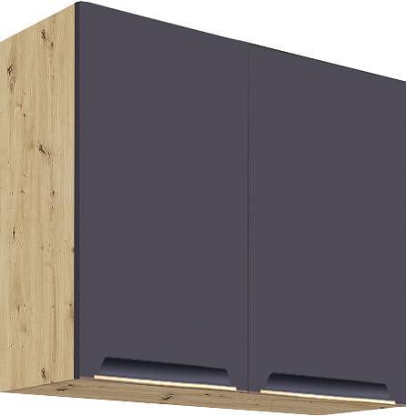 Горен кухненски шкаф Гламър тъмно син мат с 2 врати 80 см