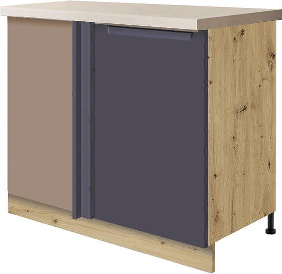 Долен кухненски шкаф Гламър тъмно син мат ъглов десен с 1 врата и механизъм 60/110 см