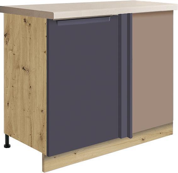 Долен кухненски шкаф Гламър тъмно син мат ъглов ляв с 1 врата и механизъм 110/60 см