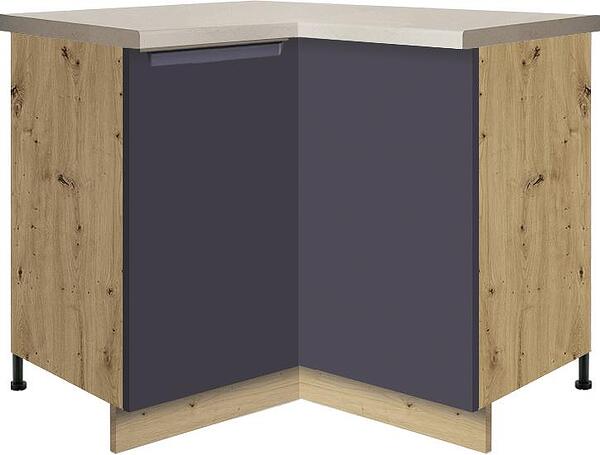 Долен кухненски шкаф Гламър тъмно син мат ъглов с 2 врати 90/90 см