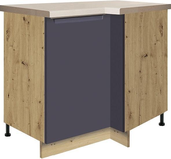 Долен кухненски шкаф Гламър тъмно син мат ъглов ляв с 2 врати 70/100 см