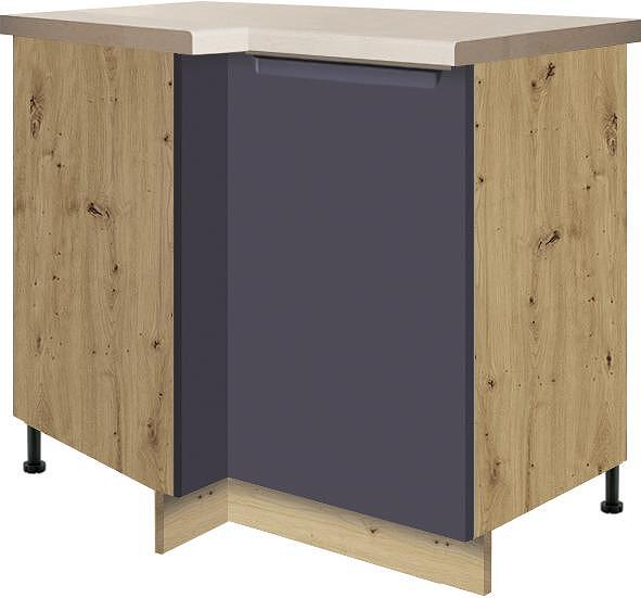 Долен кухненски шкаф Гламър тъмно син мат ъглов десен с 2 врати 100/70 см