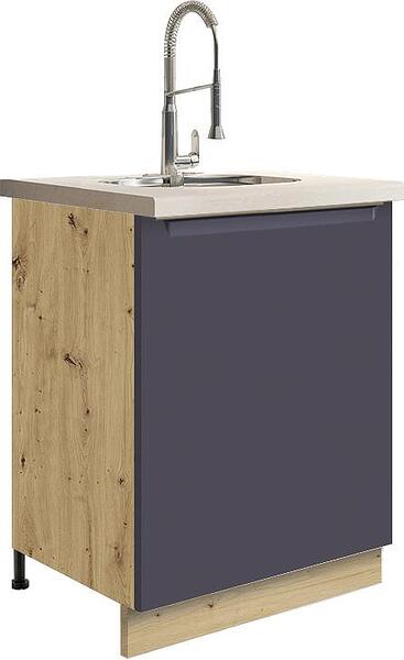 Долен кухненски шкаф за мивка Гламър тъмно син мат с 1 врата 60 см