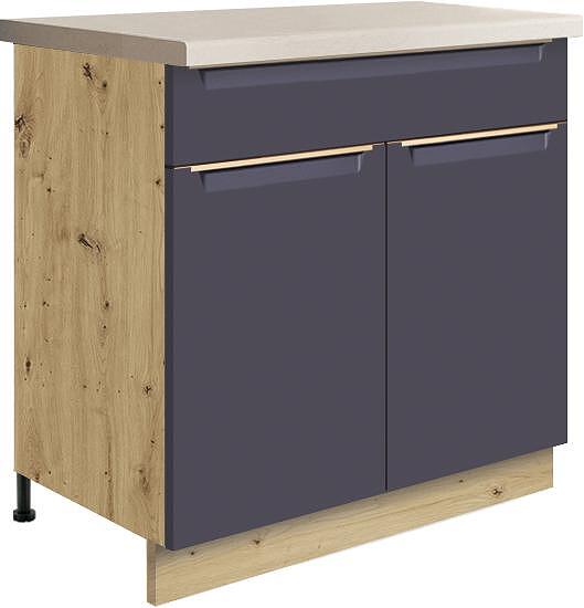 Долен кухненски шкаф Гламър тъмно син мат с 2 врати и 1 чекмедже 80 см