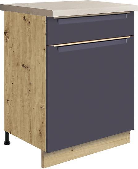 Долен кухненски шкаф Гламър тъмно син мат с 1 врата и 1 чекмедже 60 см