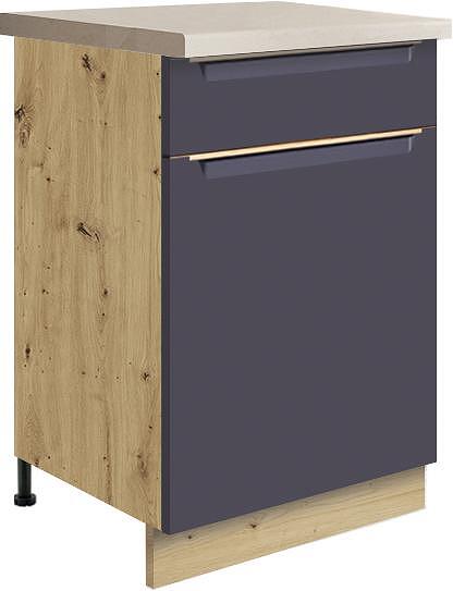 Долен кухненски шкаф Гламър тъмно син мат с 1 врата и 1 чекмедже 50 см