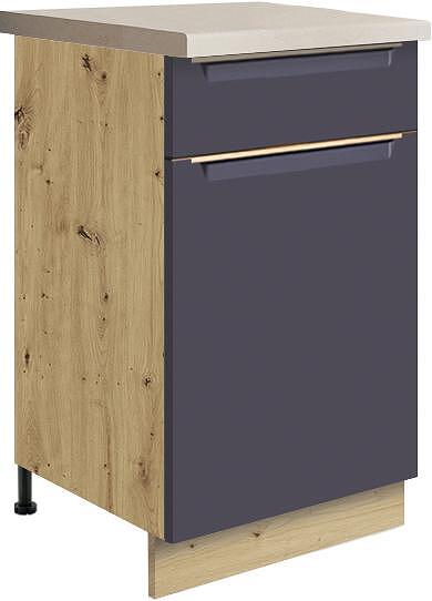 Долен кухненски шкаф Гламър тъмно син мат с 1 врата и 1 чекмедже 45 см