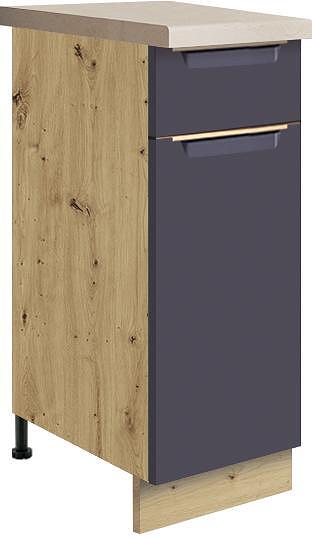 Долен кухненски шкаф Гламър тъмно син мат с 1 врата и 1 чекмедже 30 см